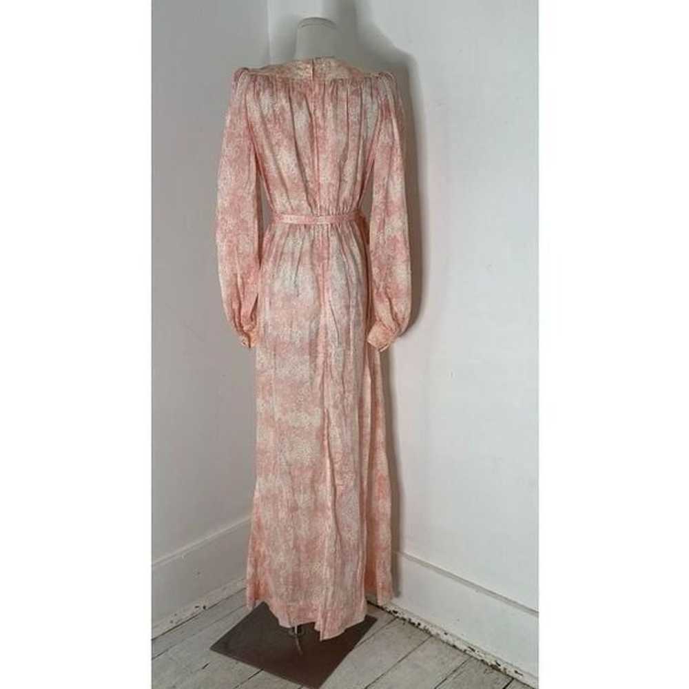 Vintage 70s Pink Floral Regency Revival Maxi Dress - image 4