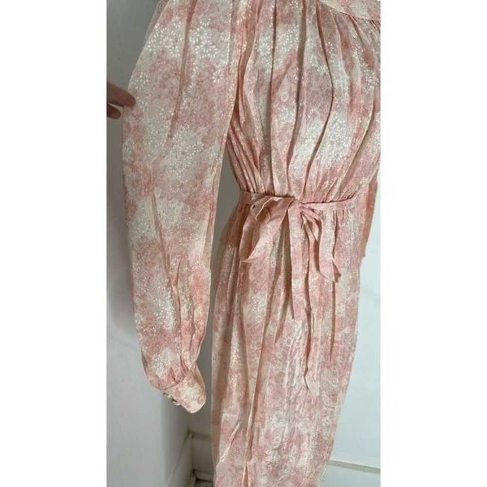 Vintage 70s Pink Floral Regency Revival Maxi Dress - image 5