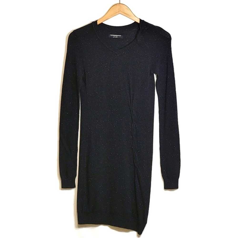 ALLSAINTS V Neck Long Sleeve Black Speckled Midi … - image 2