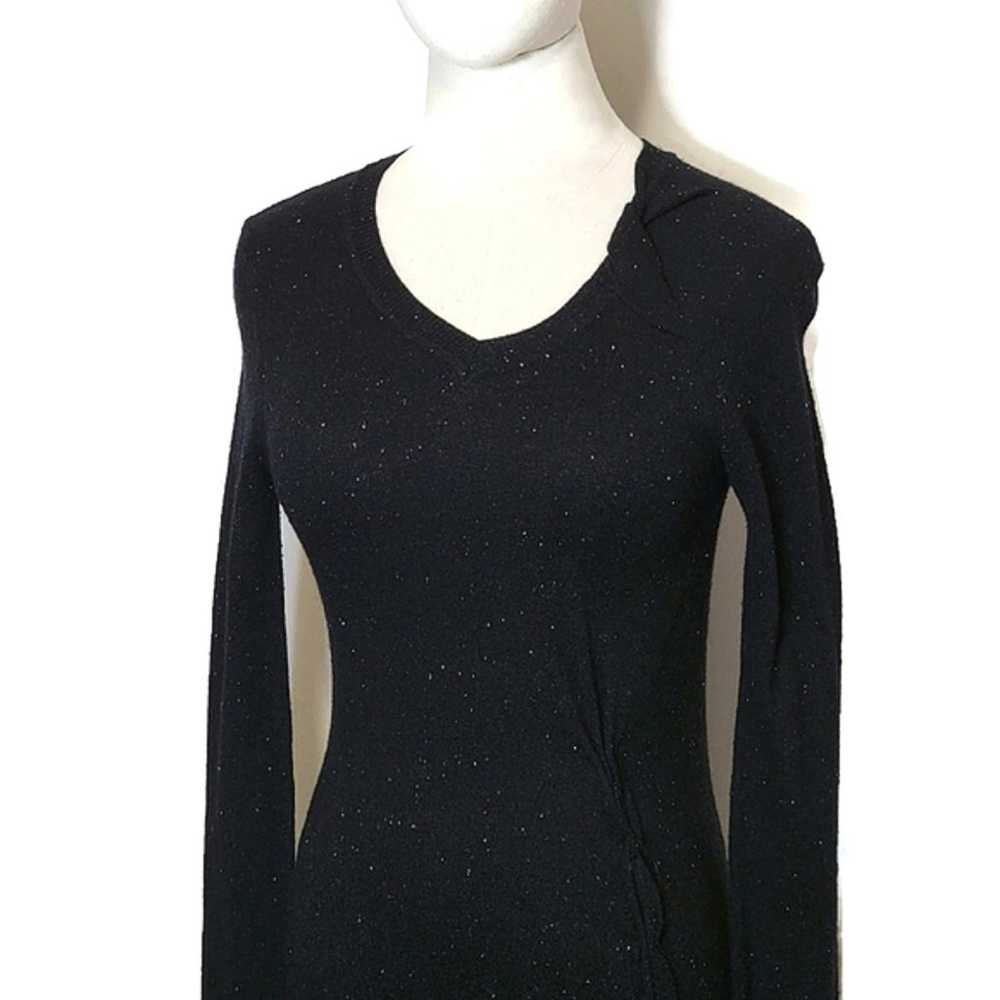 ALLSAINTS V Neck Long Sleeve Black Speckled Midi … - image 3