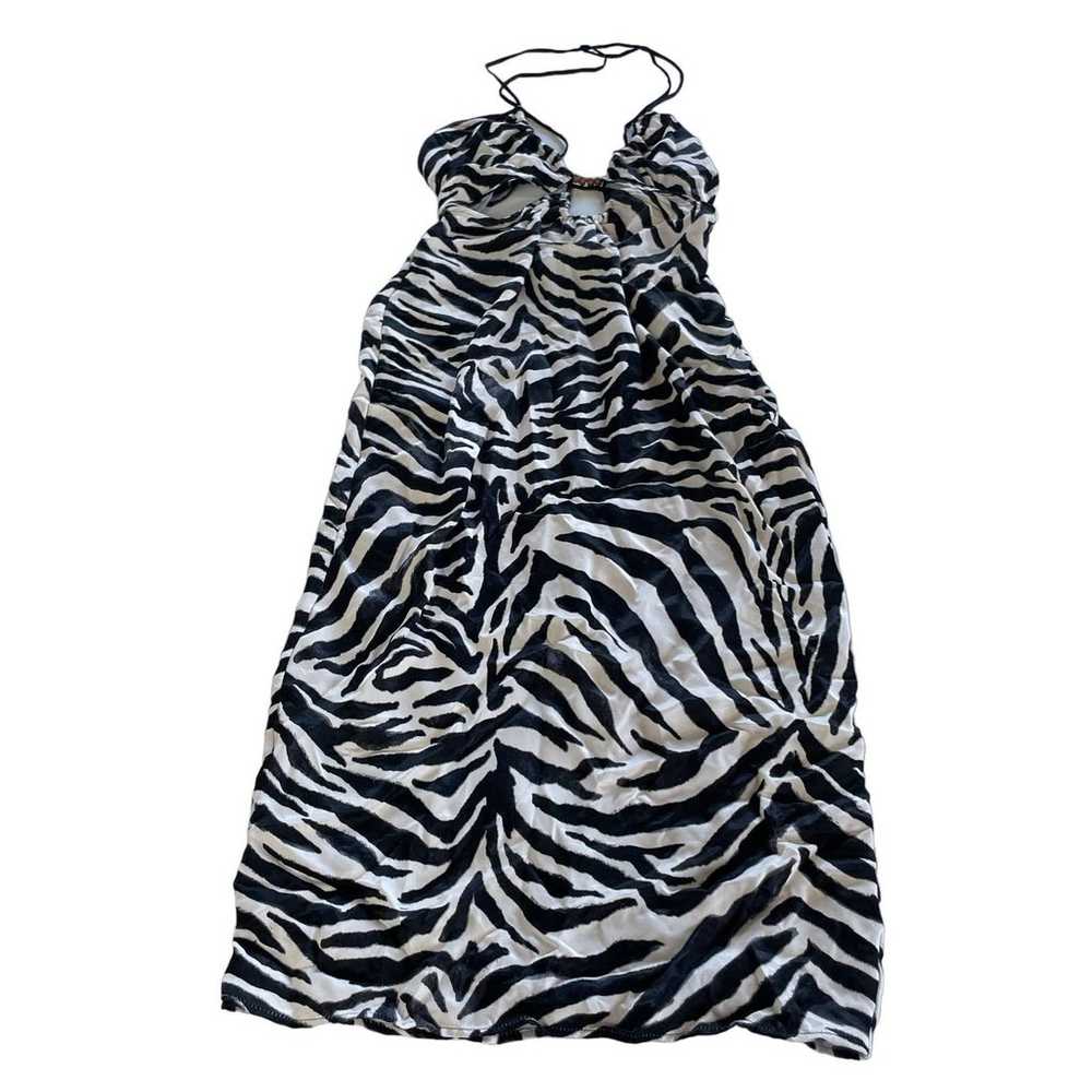 Zara Dress Women Small White Black Zebra Print Mi… - image 2