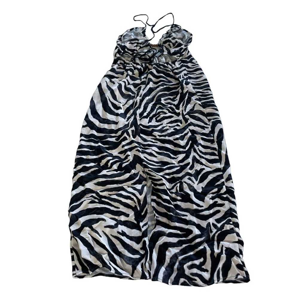 Zara Dress Women Small White Black Zebra Print Mi… - image 4