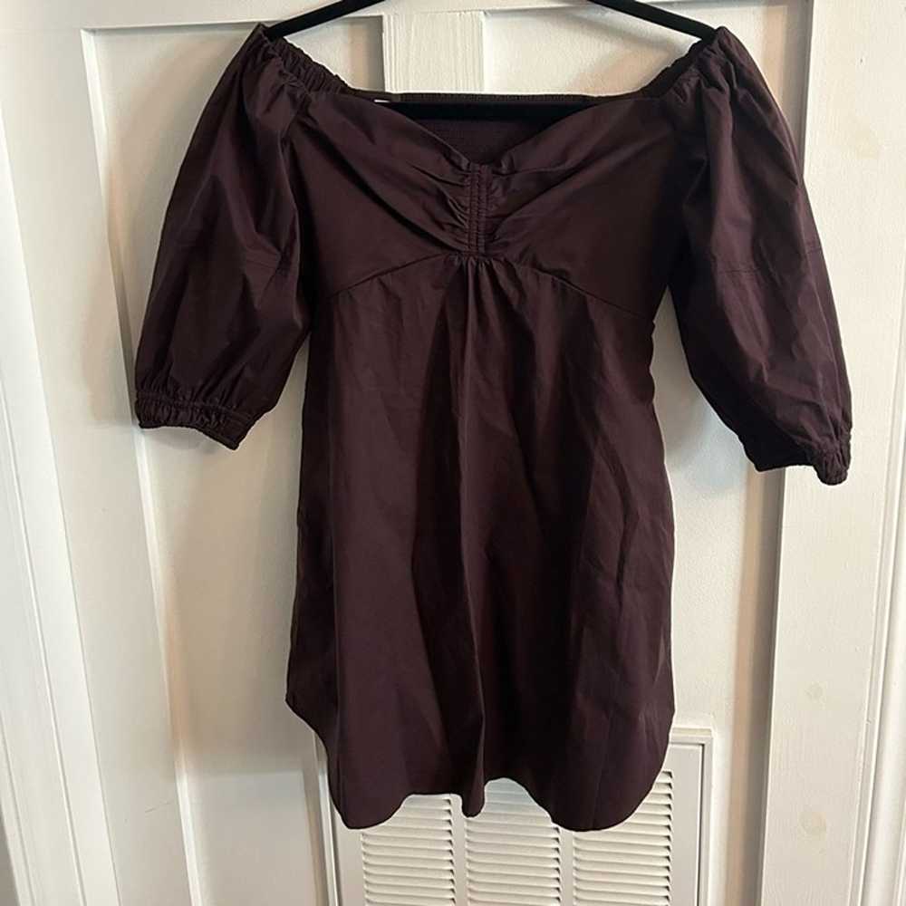 A.L.C Mila off the shoulder dark brown short dres… - image 2