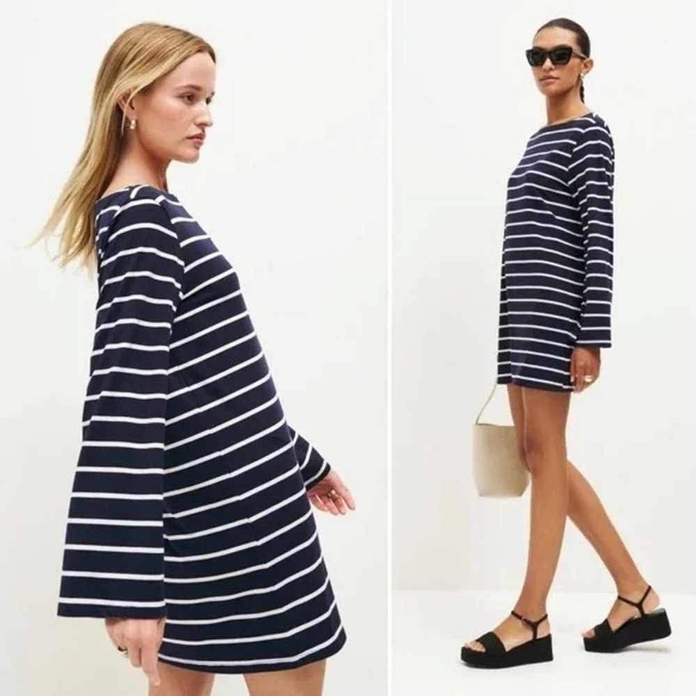 Reformation Junia Knit Dress in Navy and White St… - image 1