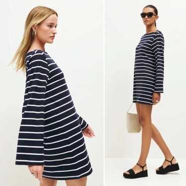 Reformation Junia Knit Dress in Navy and White St… - image 1