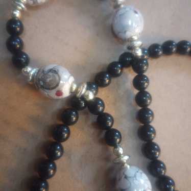 vintage black beaded Necklace - image 1