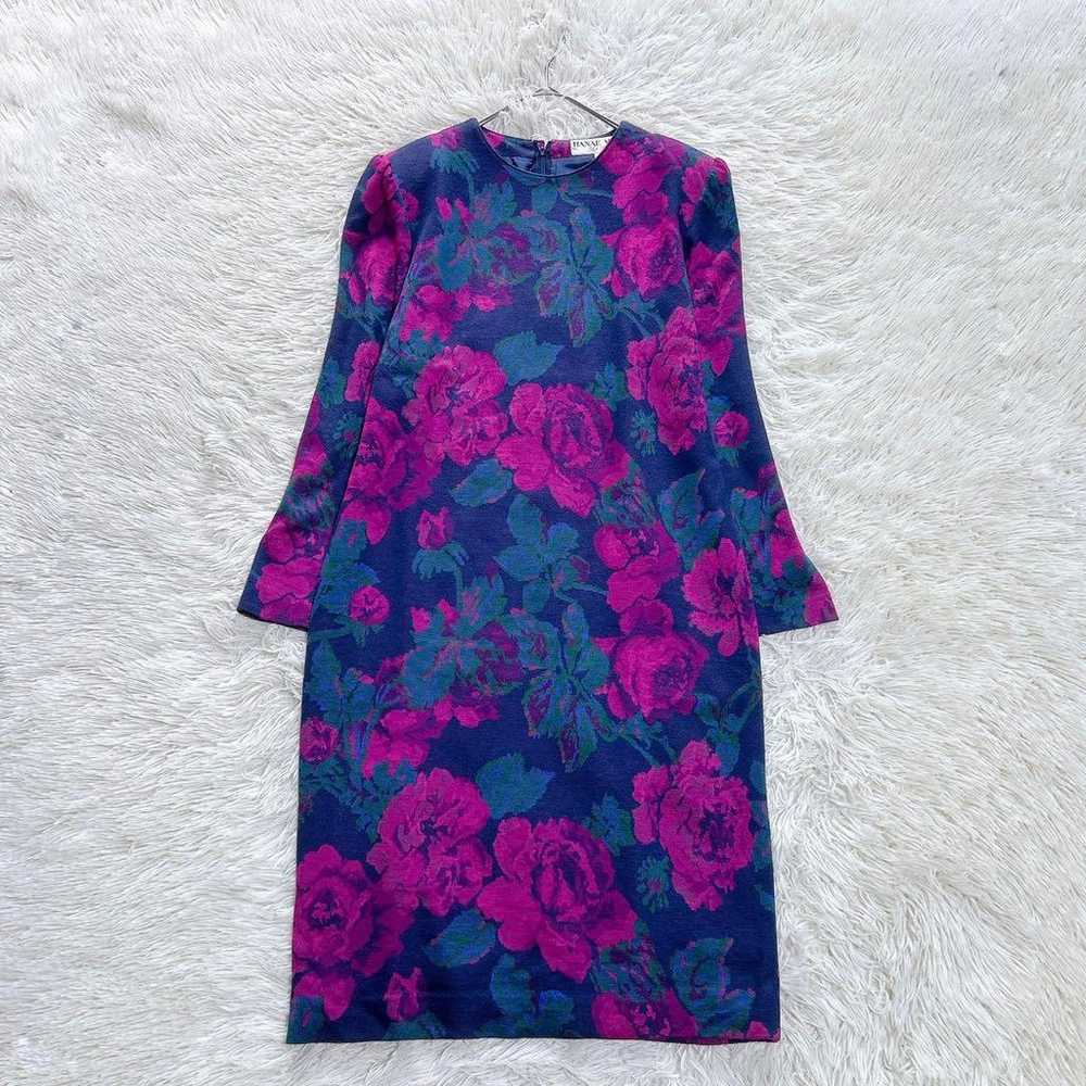 【Excellent Condition】HANAE MORI Floral Wool Dress… - image 3