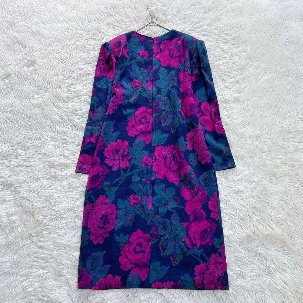 【Excellent Condition】HANAE MORI Floral Wool Dress… - image 4