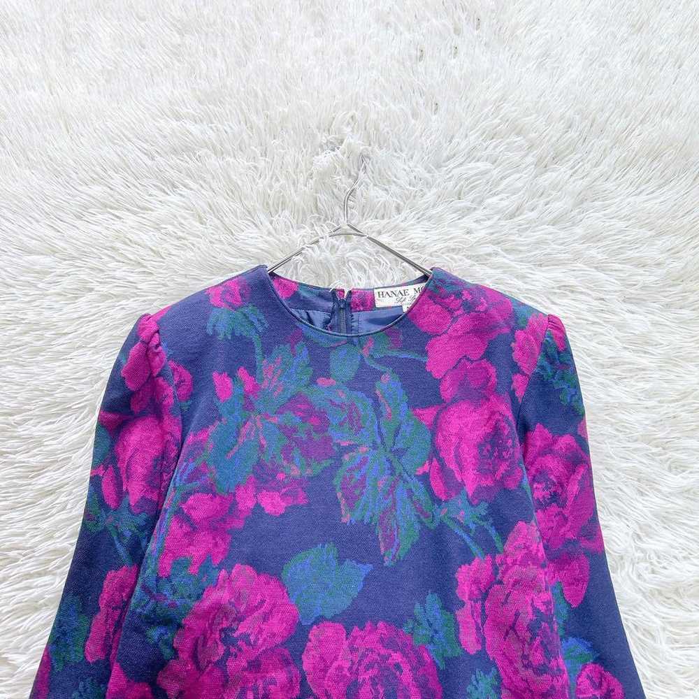 【Excellent Condition】HANAE MORI Floral Wool Dress… - image 6