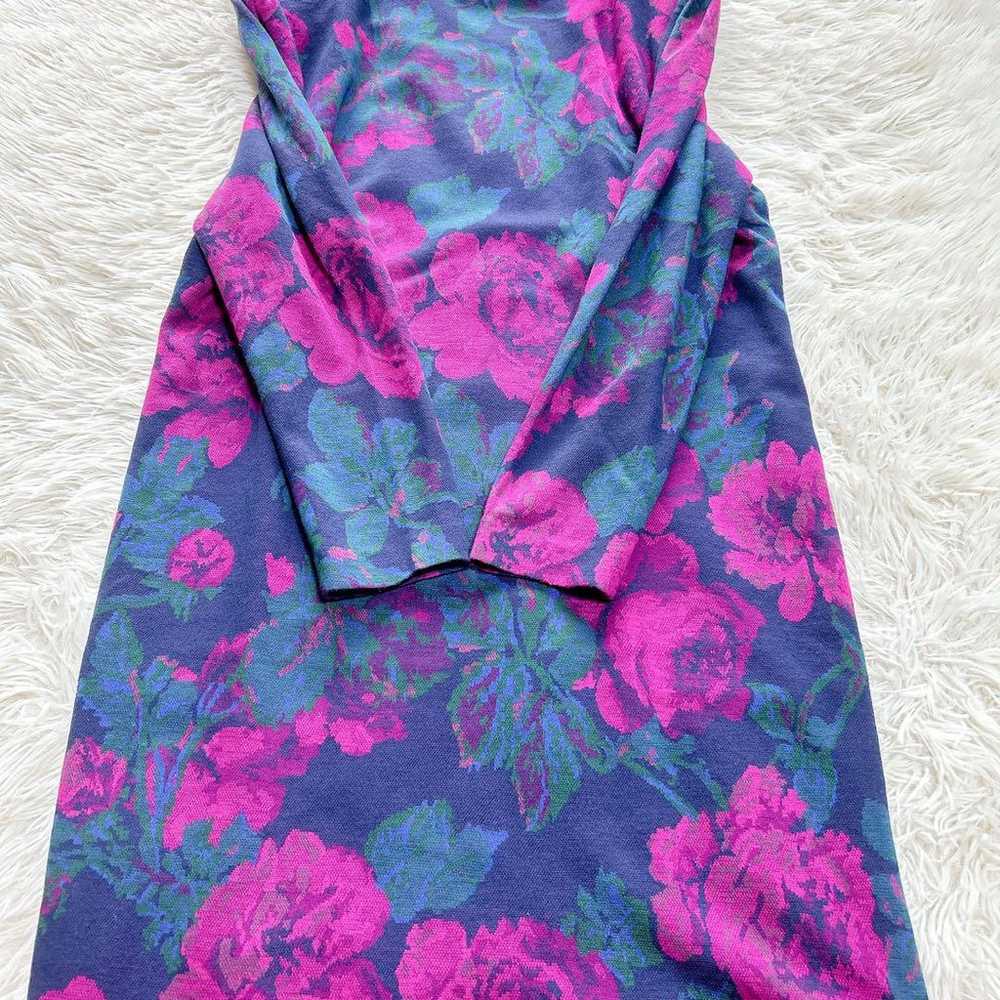 【Excellent Condition】HANAE MORI Floral Wool Dress… - image 7