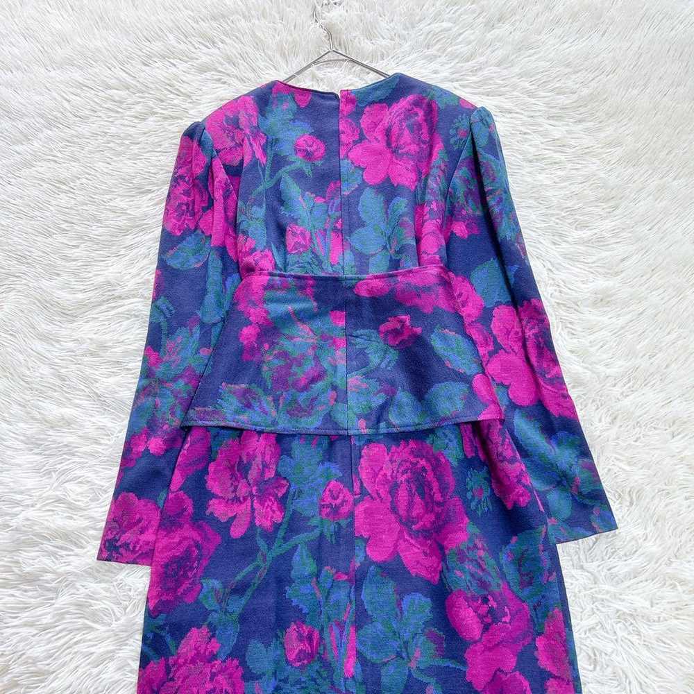 【Excellent Condition】HANAE MORI Floral Wool Dress… - image 8