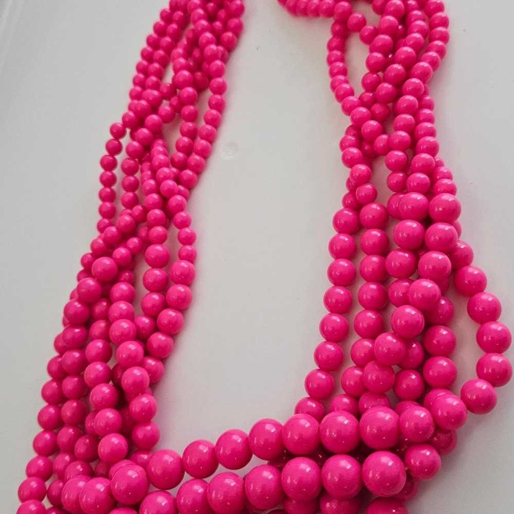 Vintage hot pink/ magenta beaded necklace - image 1