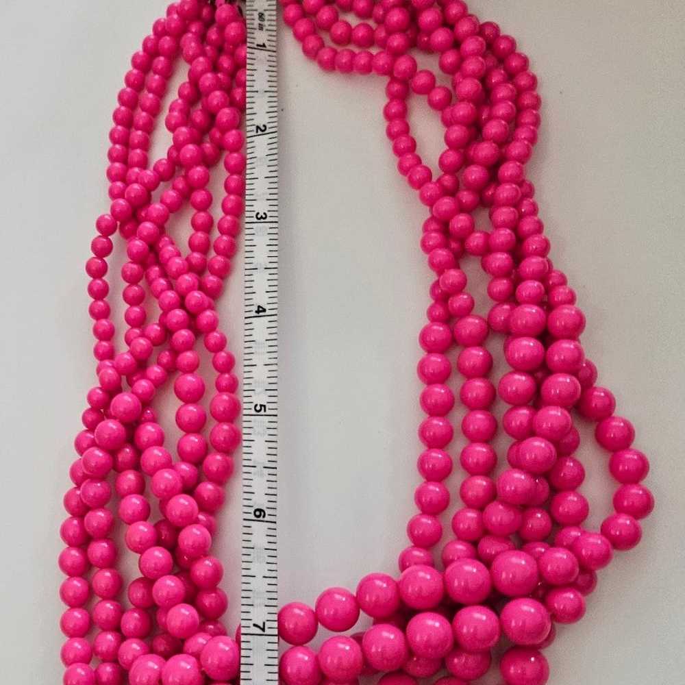 Vintage hot pink/ magenta beaded necklace - image 3