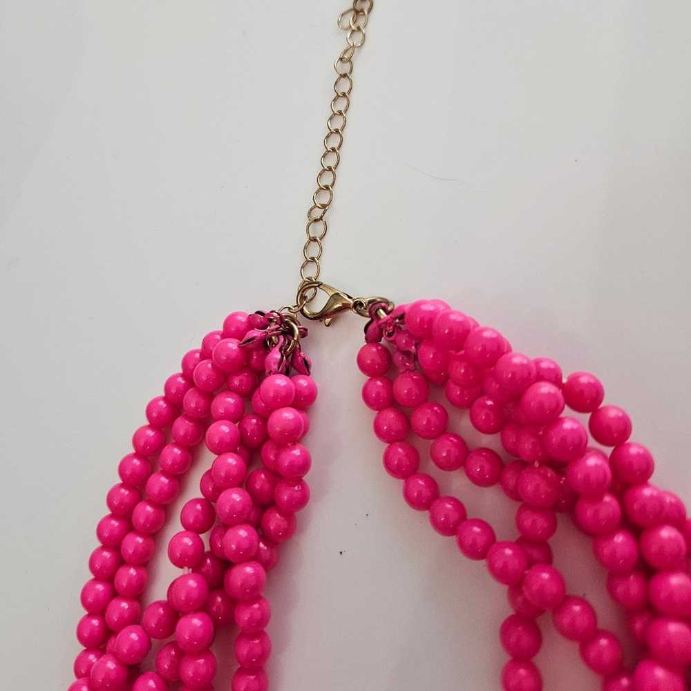 Vintage hot pink/ magenta beaded necklace - image 4