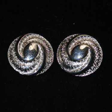 Vintage Silver-tone Swirl Judy Lee Clip-on Earrin… - image 1