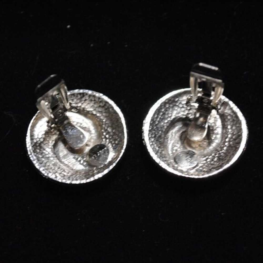 Vintage Silver-tone Swirl Judy Lee Clip-on Earrin… - image 6