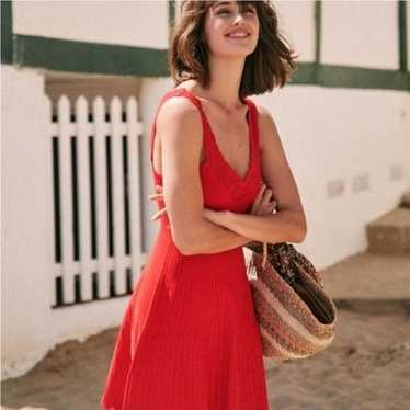 Sezane Jasmine Red Mini Skater Dress Size Small