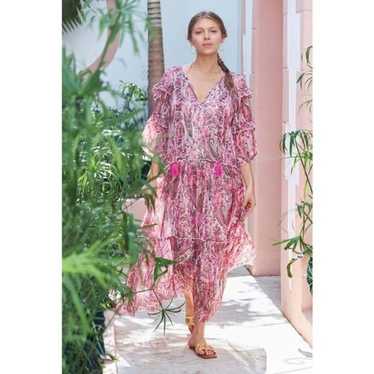 Debbie Katz Mariah Midi Dress Pink Oversized paisl