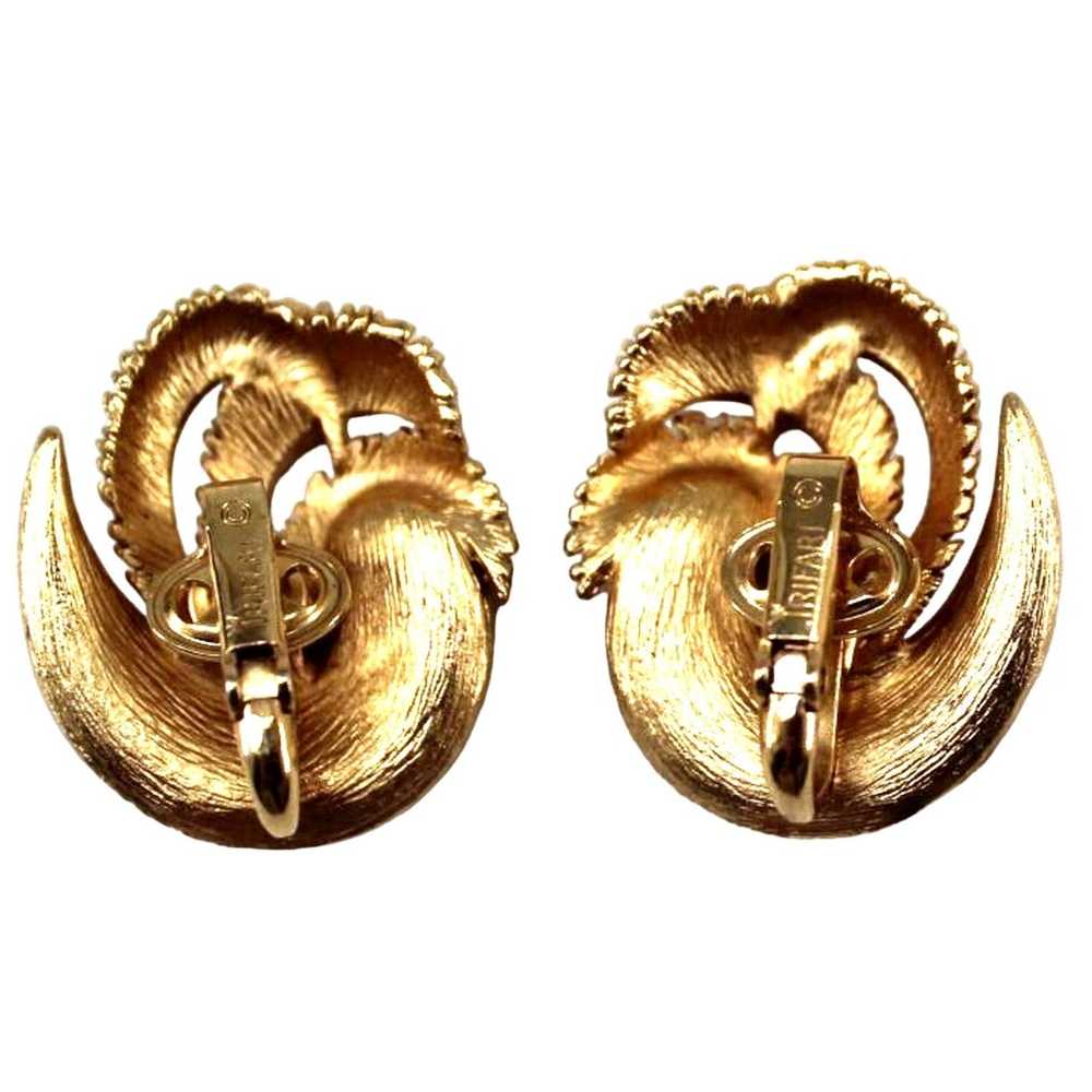 Vintage 1950-ish Trifari Feather Swirl Earrings •… - image 3