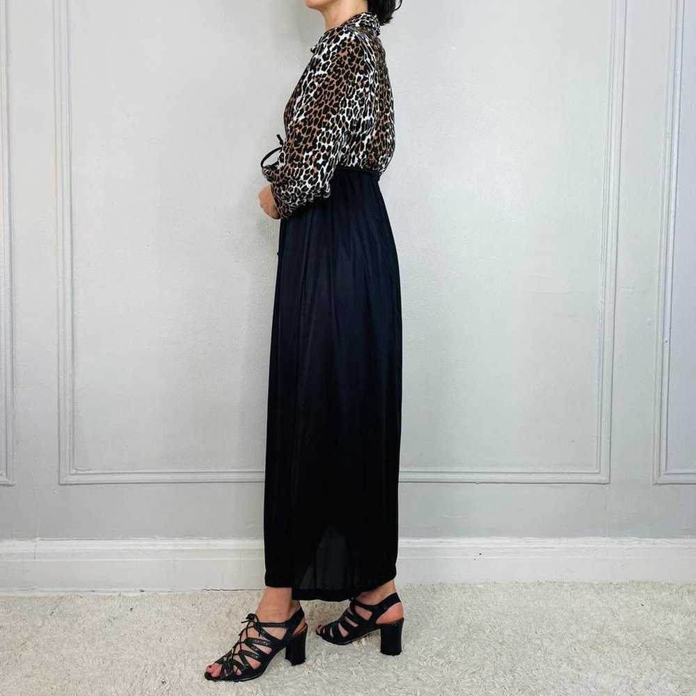 Vintage 70s Cat Print and Black Maxi Dress - image 3