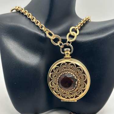 Vintage gold brown chicos locket - image 1