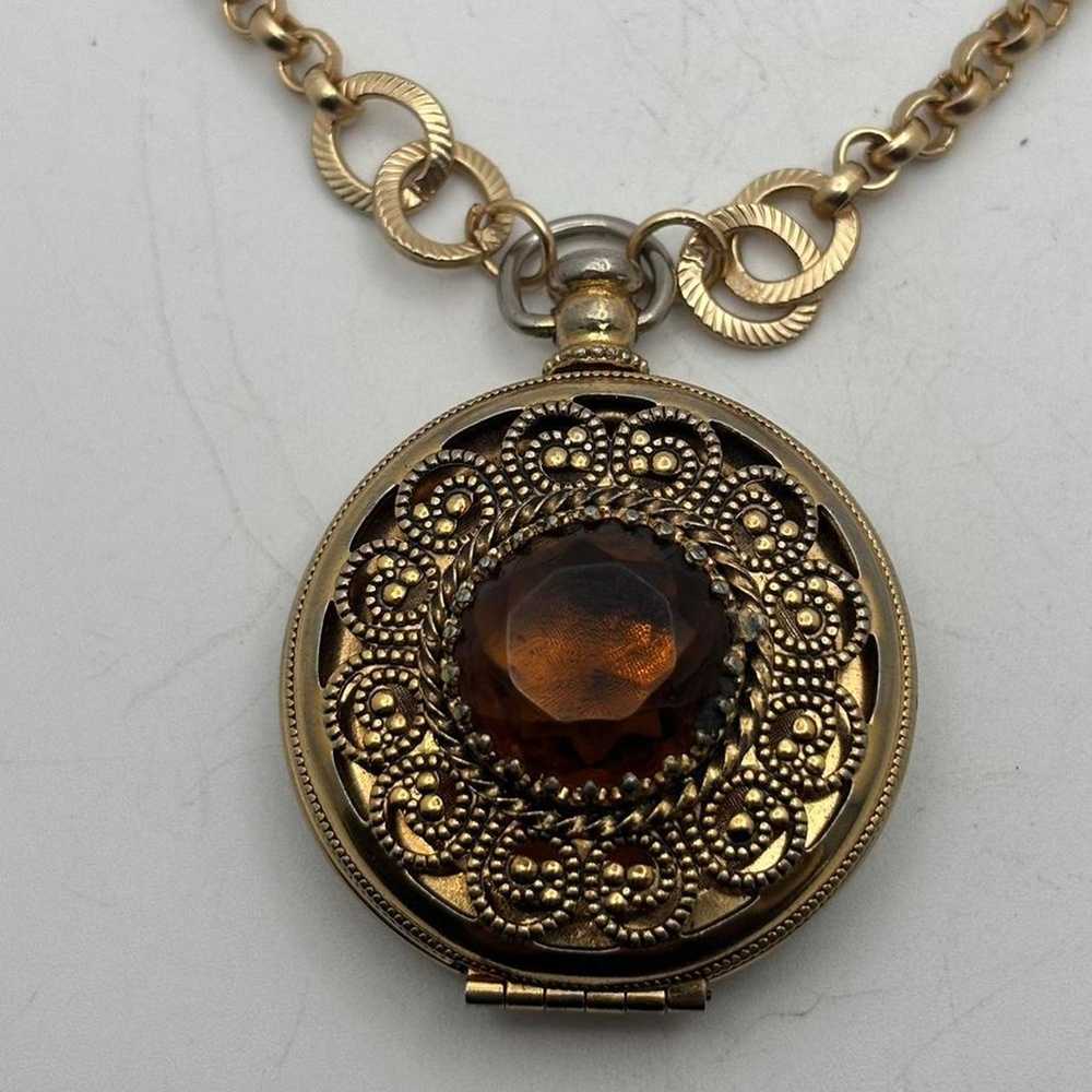 Vintage gold brown chicos locket - image 2