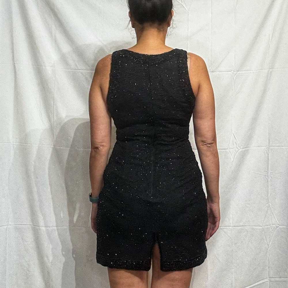 Laurence Kazar Black Beaded Vintage Mini Dress Sz… - image 10