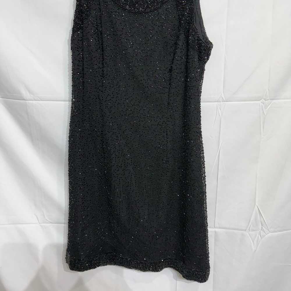 Laurence Kazar Black Beaded Vintage Mini Dress Sz… - image 4