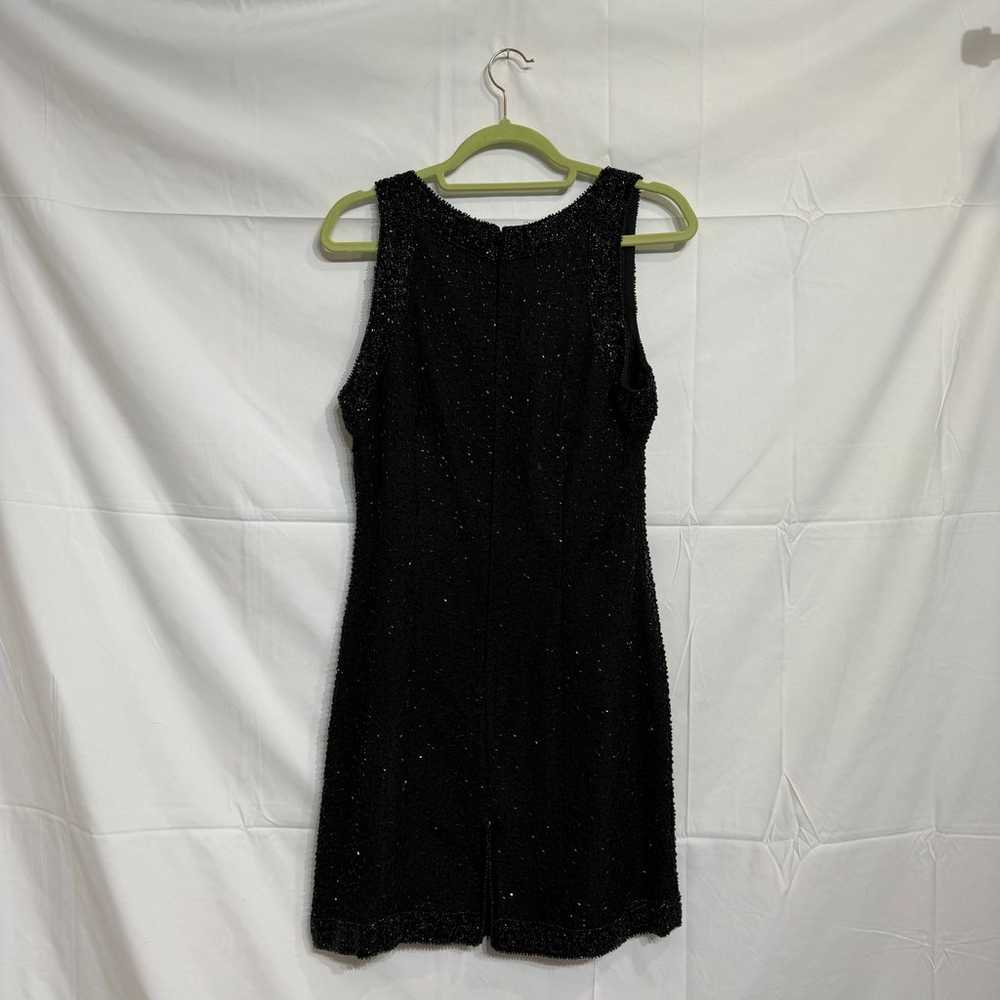 Laurence Kazar Black Beaded Vintage Mini Dress Sz… - image 9