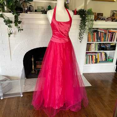 Vintage 90s Hot Pink Prom Dress - image 1