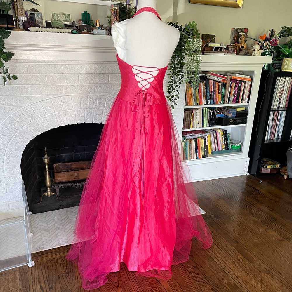 Vintage 90s Hot Pink Prom Dress - image 3