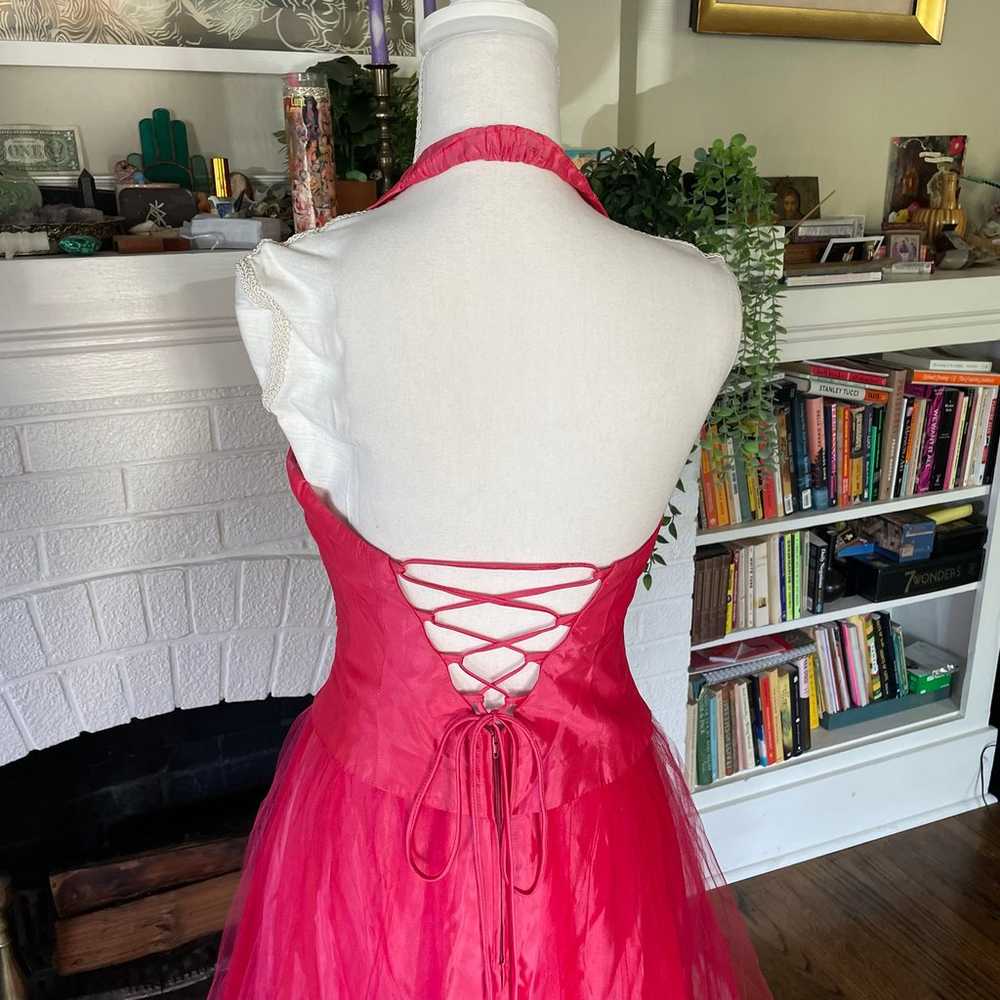 Vintage 90s Hot Pink Prom Dress - image 4