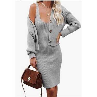 Bodycon Dress and Sweater Cardigan 2 Piece Sweater