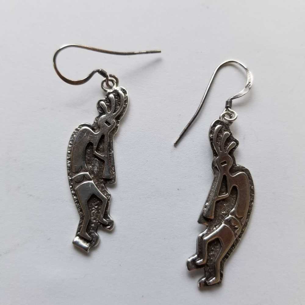 Vintage Sterling Silver Kokopelli Earrings - image 1