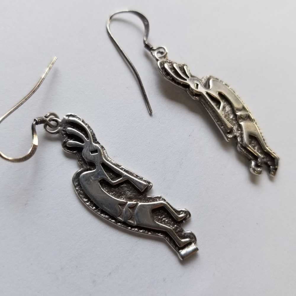 Vintage Sterling Silver Kokopelli Earrings - image 2