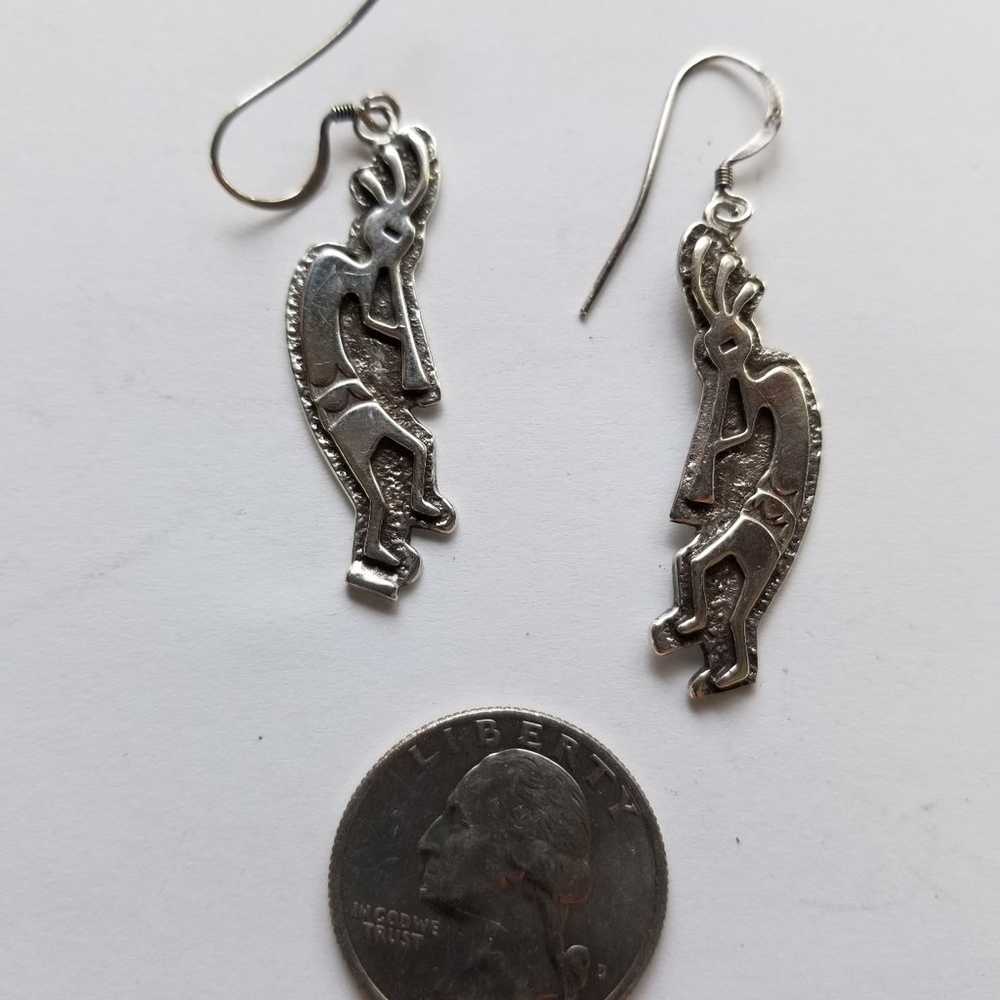 Vintage Sterling Silver Kokopelli Earrings - image 3