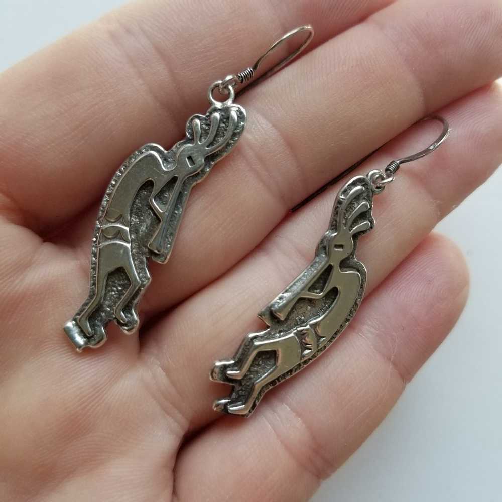 Vintage Sterling Silver Kokopelli Earrings - image 5