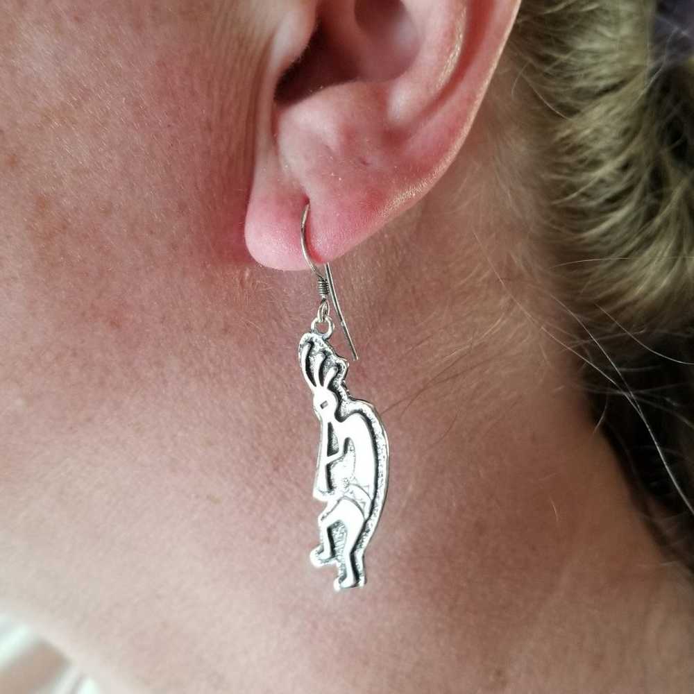 Vintage Sterling Silver Kokopelli Earrings - image 6