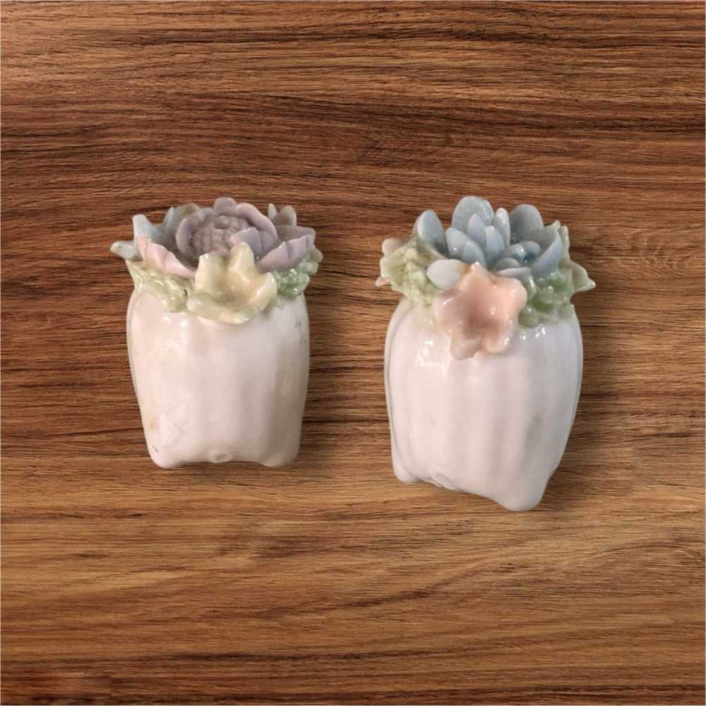 Vintage Porcelain Floral Salt and Pepper Shakers … - image 1