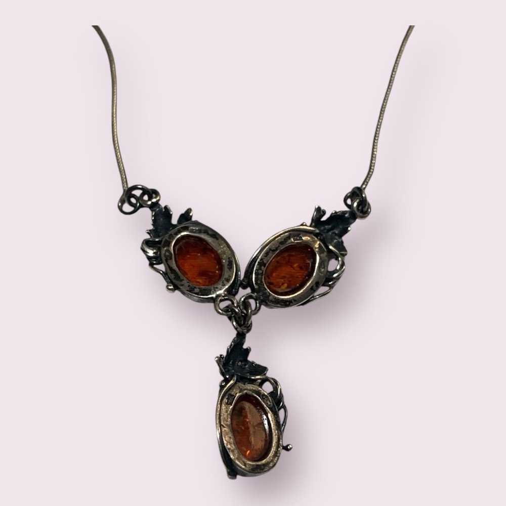 Vintage Amber and Sterling Necklace - image 4