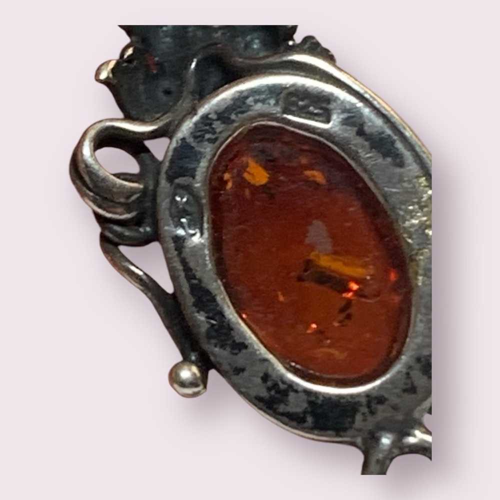 Vintage Amber and Sterling Necklace - image 5