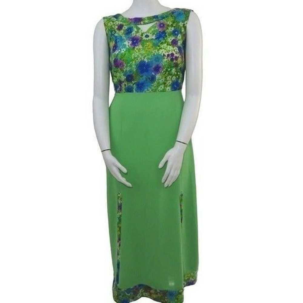 Vintage Melwine of Miami M Maxi Dress Green Purpl… - image 2