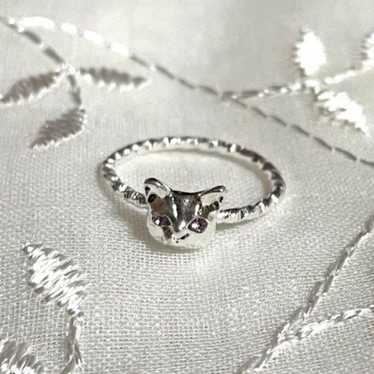 Cat Silver Ring, Cat Design, Size 13, Antique, Rh… - image 1