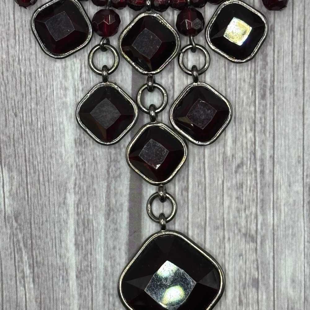 Vintage Dark Red Faceted Glass Choker - image 4