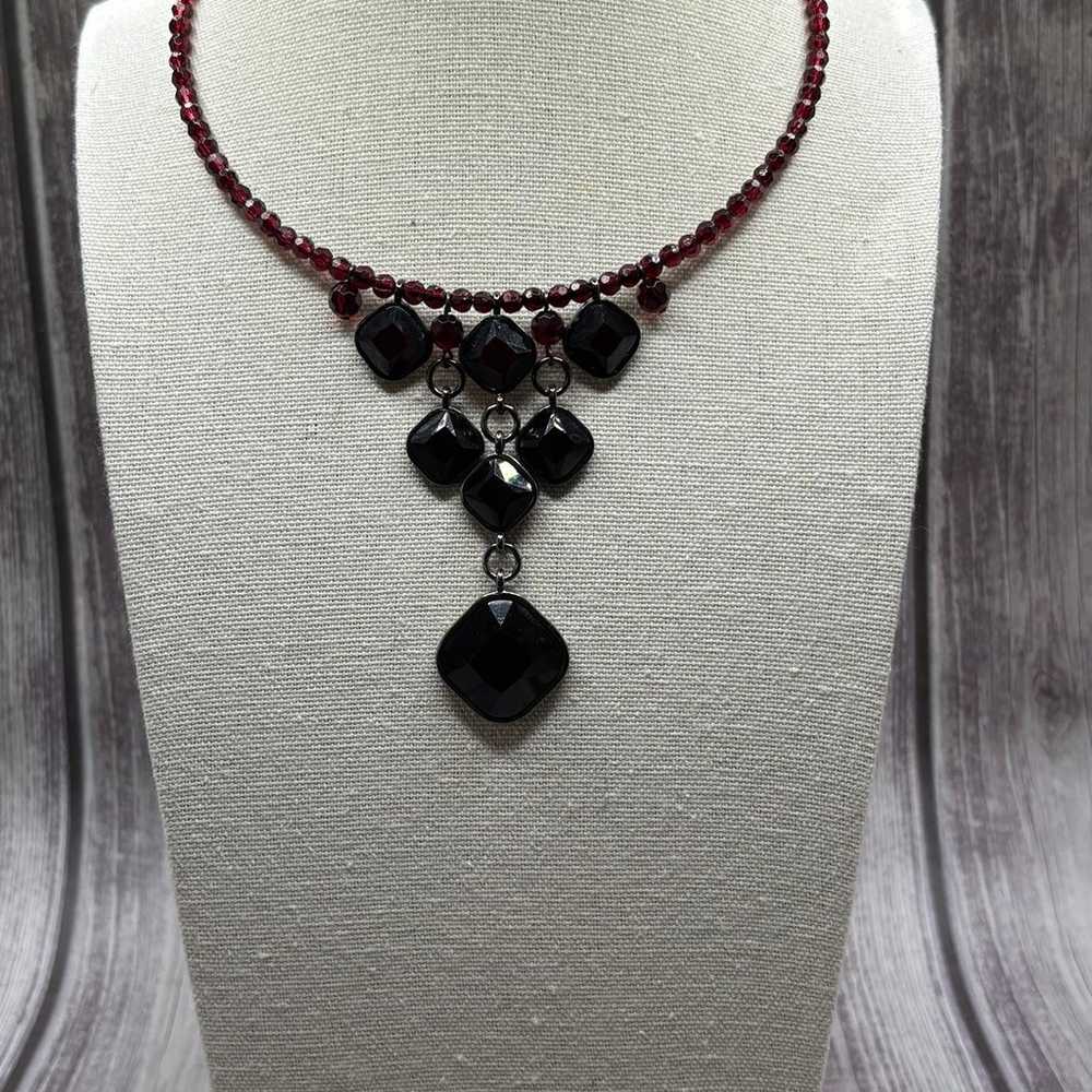 Vintage Dark Red Faceted Glass Choker - image 5