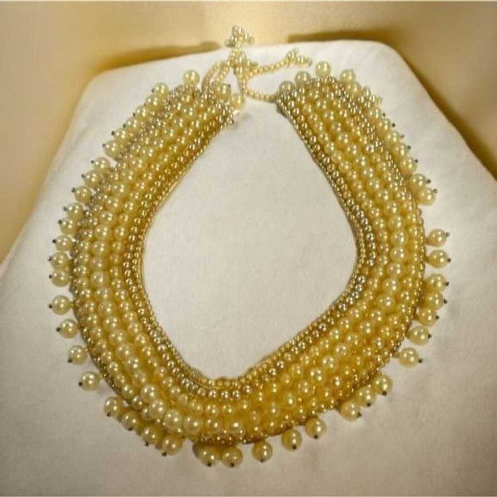 Art Deco revival Faux Pearl beaded collar Victori… - image 1