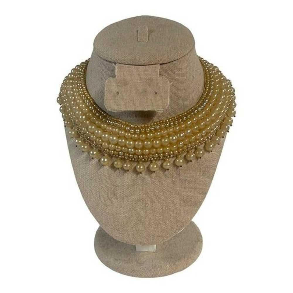 Art Deco revival Faux Pearl beaded collar Victori… - image 2