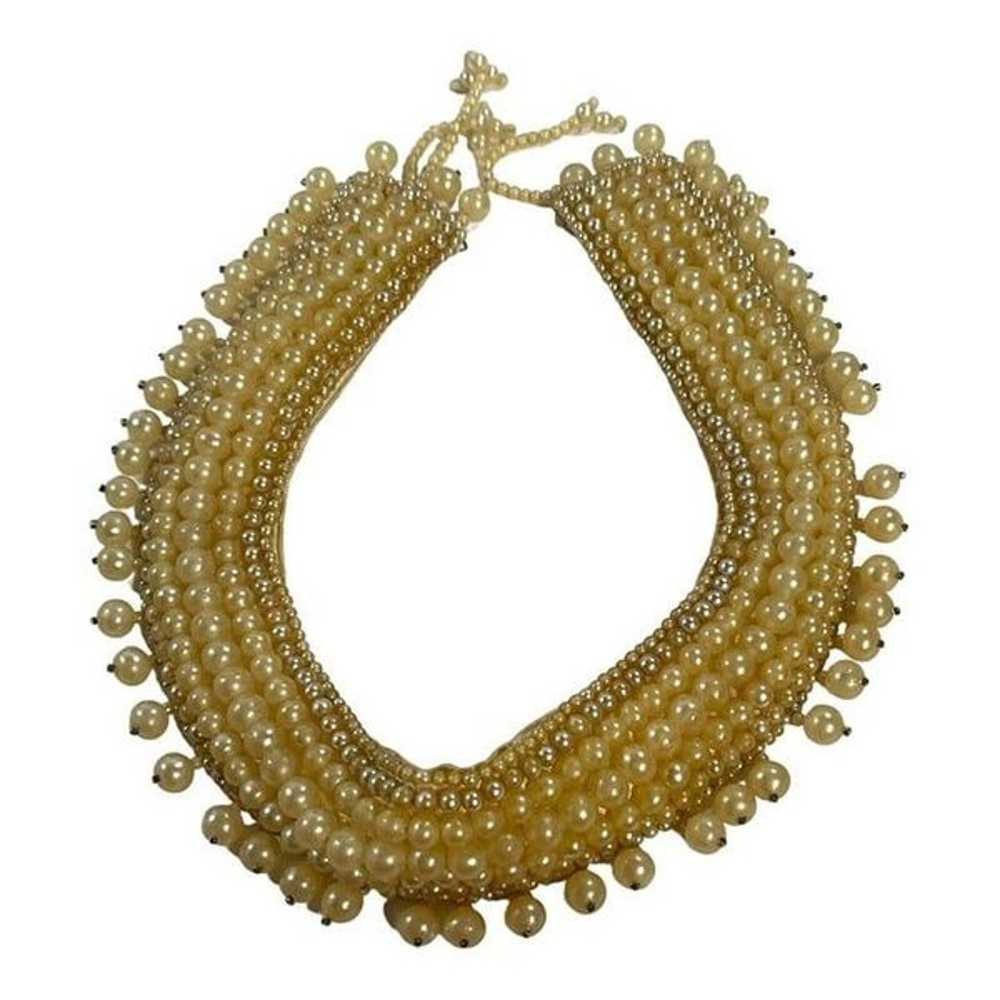 Art Deco revival Faux Pearl beaded collar Victori… - image 3