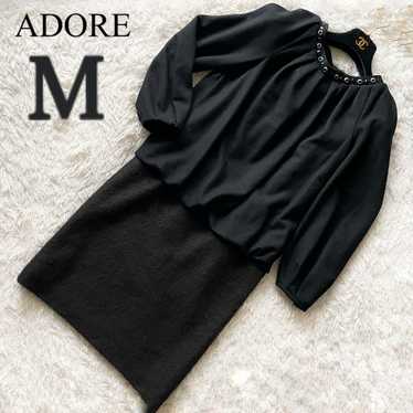 Adore Wool Knit Bijou Color-block Long Dress Blac… - image 1