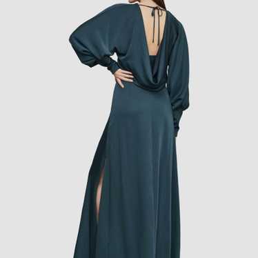 BCBGMAXAZRIA Satin Draped Back Maxi Dress In Light